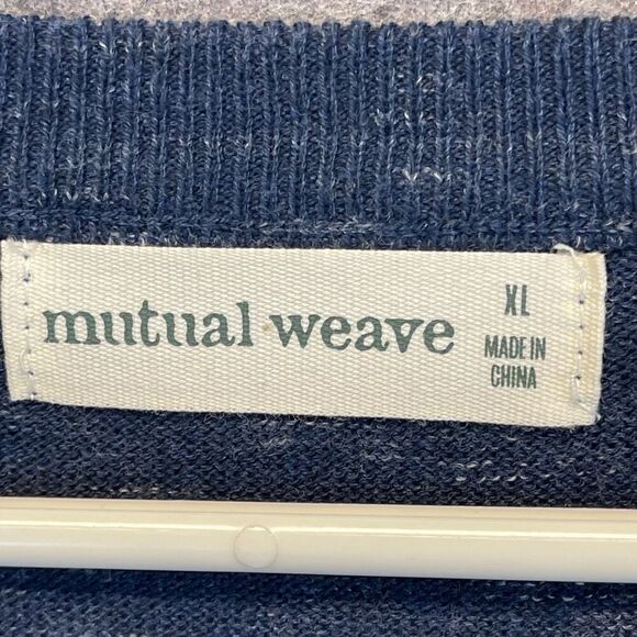 MUTUAL WEAVE Sweater Men's XL Heathered Blue Raglan Sleeve Crew Neck Pullover - Picture 4 of 11